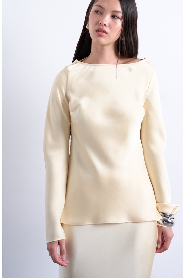 Satin Cowl Back Top, Main, color, BUTTERMILK