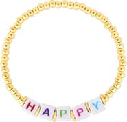 SPHERA MILANO SPHERO MILANO 14K Gold Plated Sterling Silver 'Happy' Beaded Bracelet