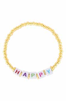 SPHERA MILANO SPHERO MILANO 14K Gold Plated Sterling Silver 'Happy' Beaded Bracelet