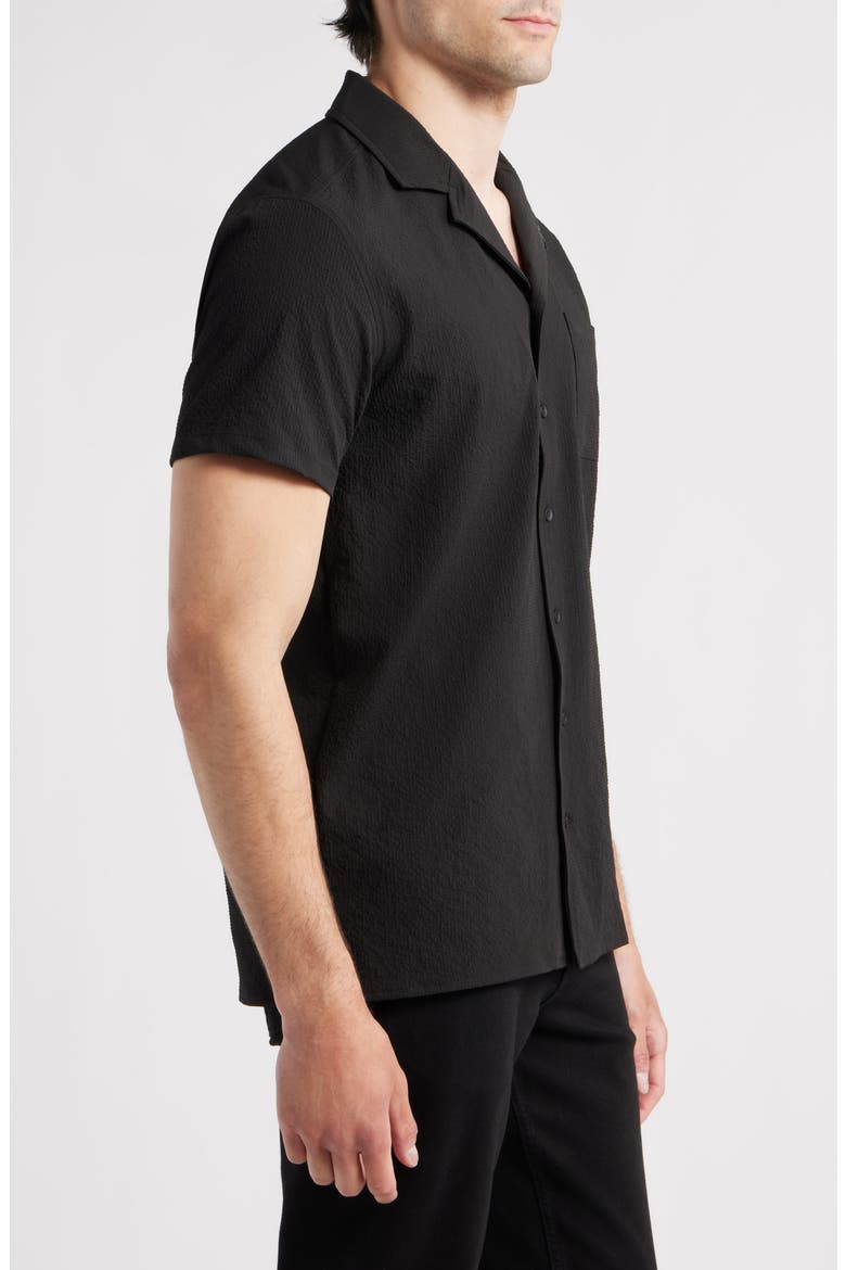 Crinkle Camp Shirt, Alternate, color, BLACK