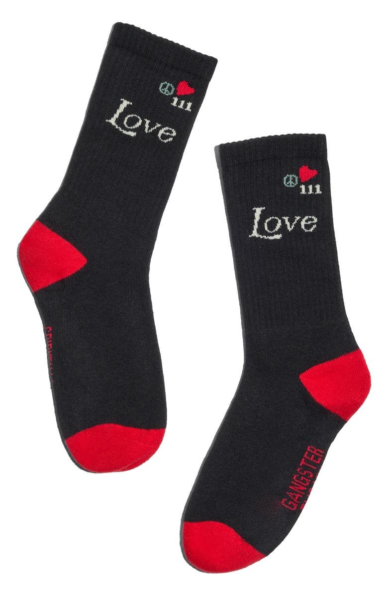 Spiritual Gangster Power of Love Crew Socks, Alternate, color, Black