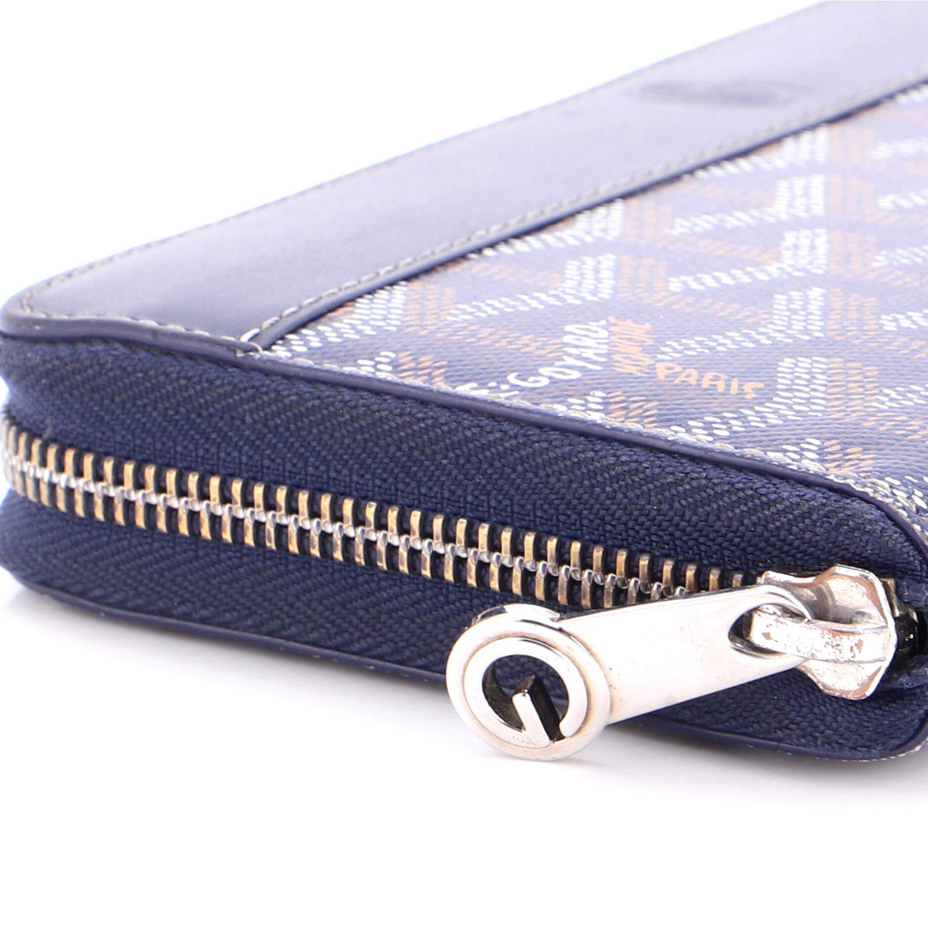 Matignon Zip Wallet Coated Canvas with Leather, Alternate, color, Blue