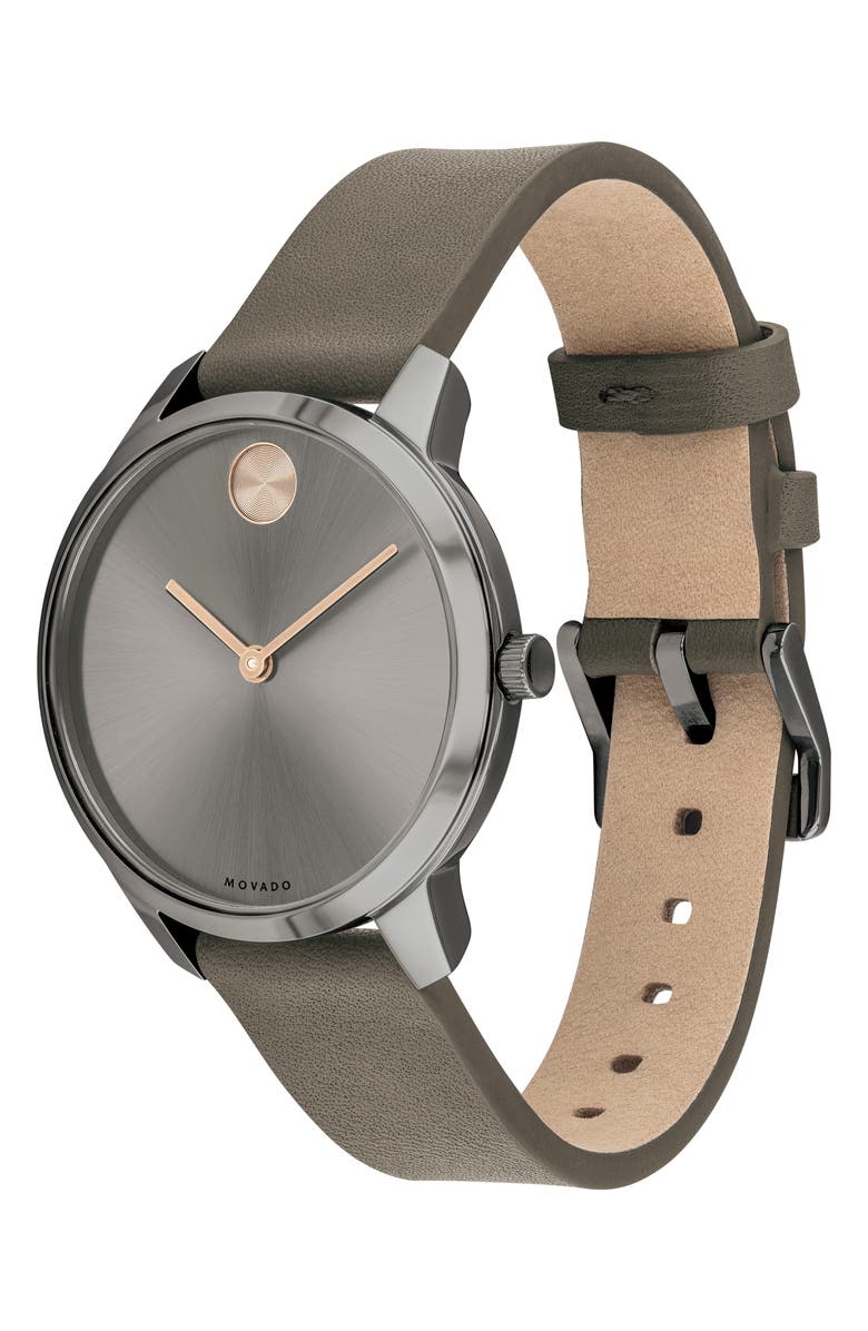 Movado Bold Leather Strap Watch, 35mm, Alternate, color,