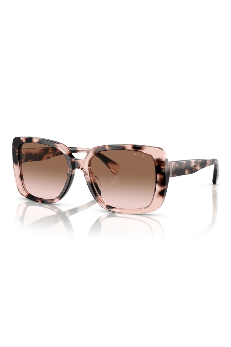 55mm Gradient Rectangular Sunglasses, Alternate, color, SHINY PINK HAVANA / BROWN