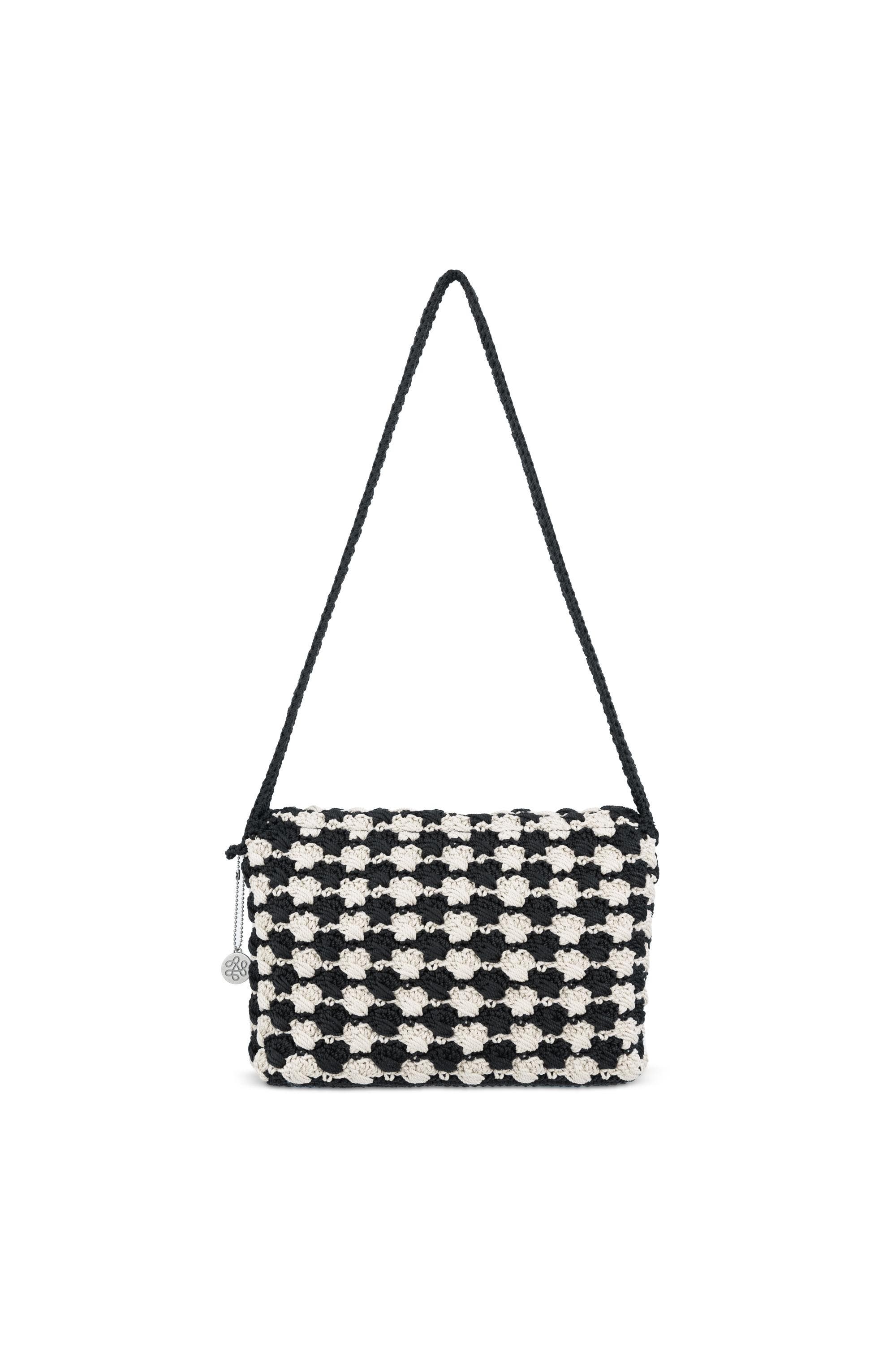 Marlow Crochet Flap Shoulder, Alternate, color, Black Ecru Shell