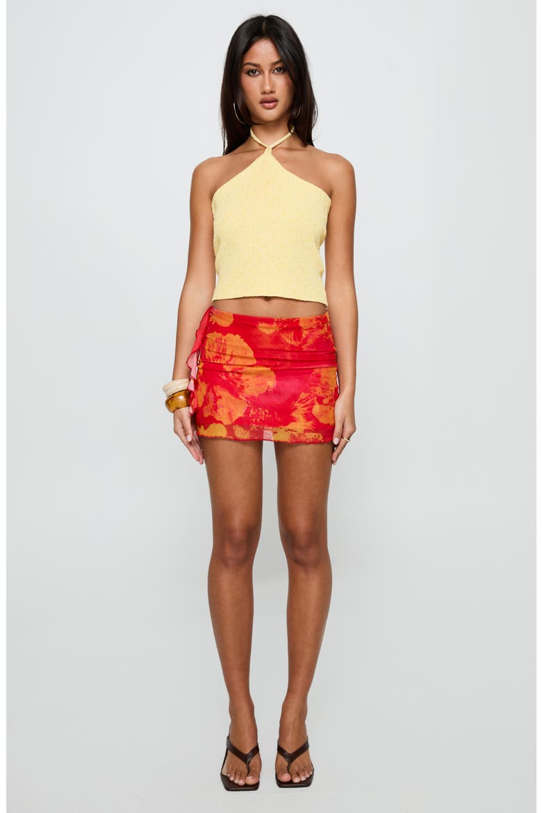 Liloha Floral Mesh Miniskirt, Alternate, color, ORANGE MULTI