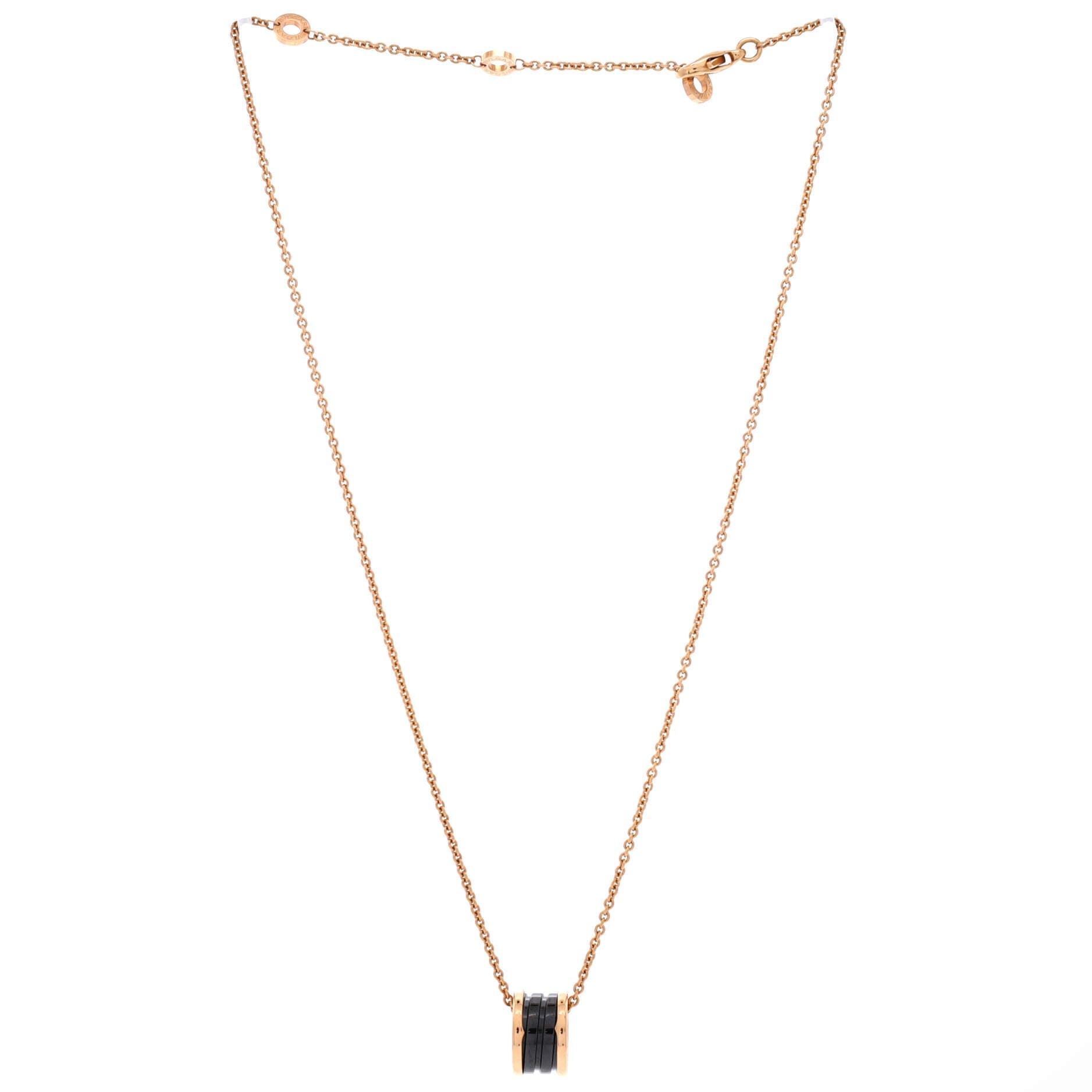 B.Zero1 Pendant Necklace 18K Rose Gold and Ceramic, Alternate, color, Metallic Gold