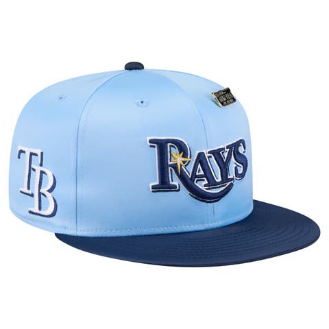Men's New Era Light Blue/Navy Tampa Bay Rays Satin 59FIFTY Fitted Hat