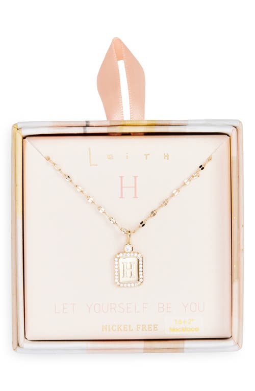 Leith Initial Pendant Necklace In H- Clear- Gold