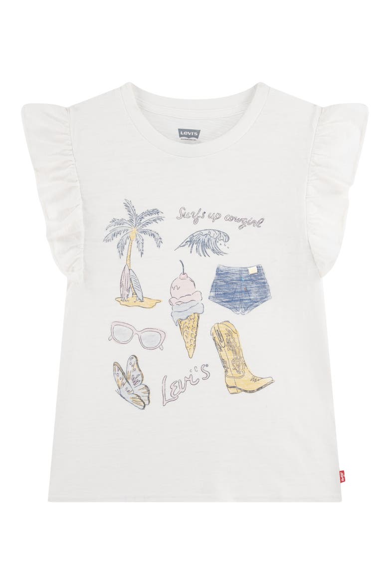 Kids' Coastal Flutter Sleeve Graphic T-Shirt, Main, color, ANTIQUE WHITE