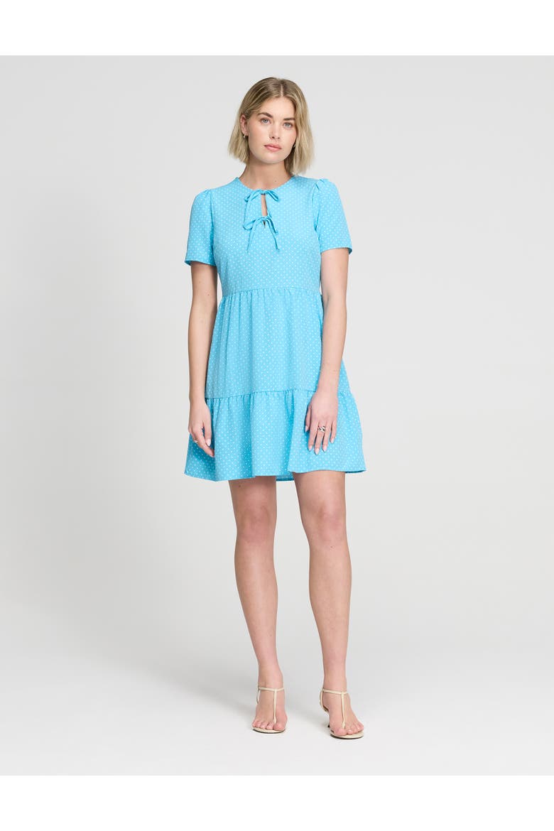 Lola Tie Front Tiered Short Dress, Alternate, color, Blue Spot