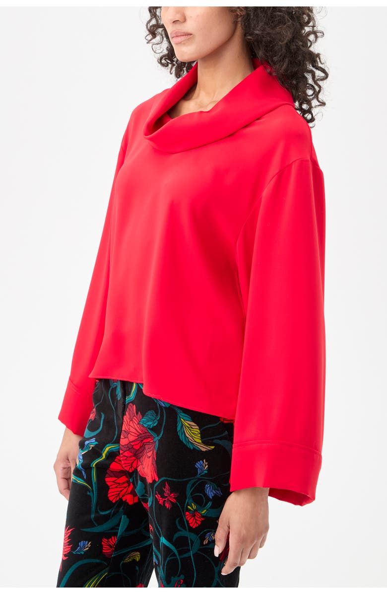 Trina Turk Staged Folded Neckline Top, Alternate, color, Moulin Rouge