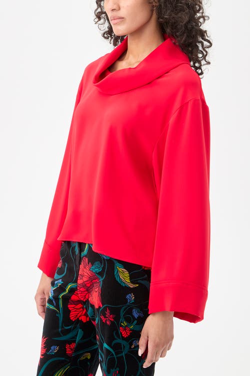 Trina Turk Staged Folded Neckline Top In Red