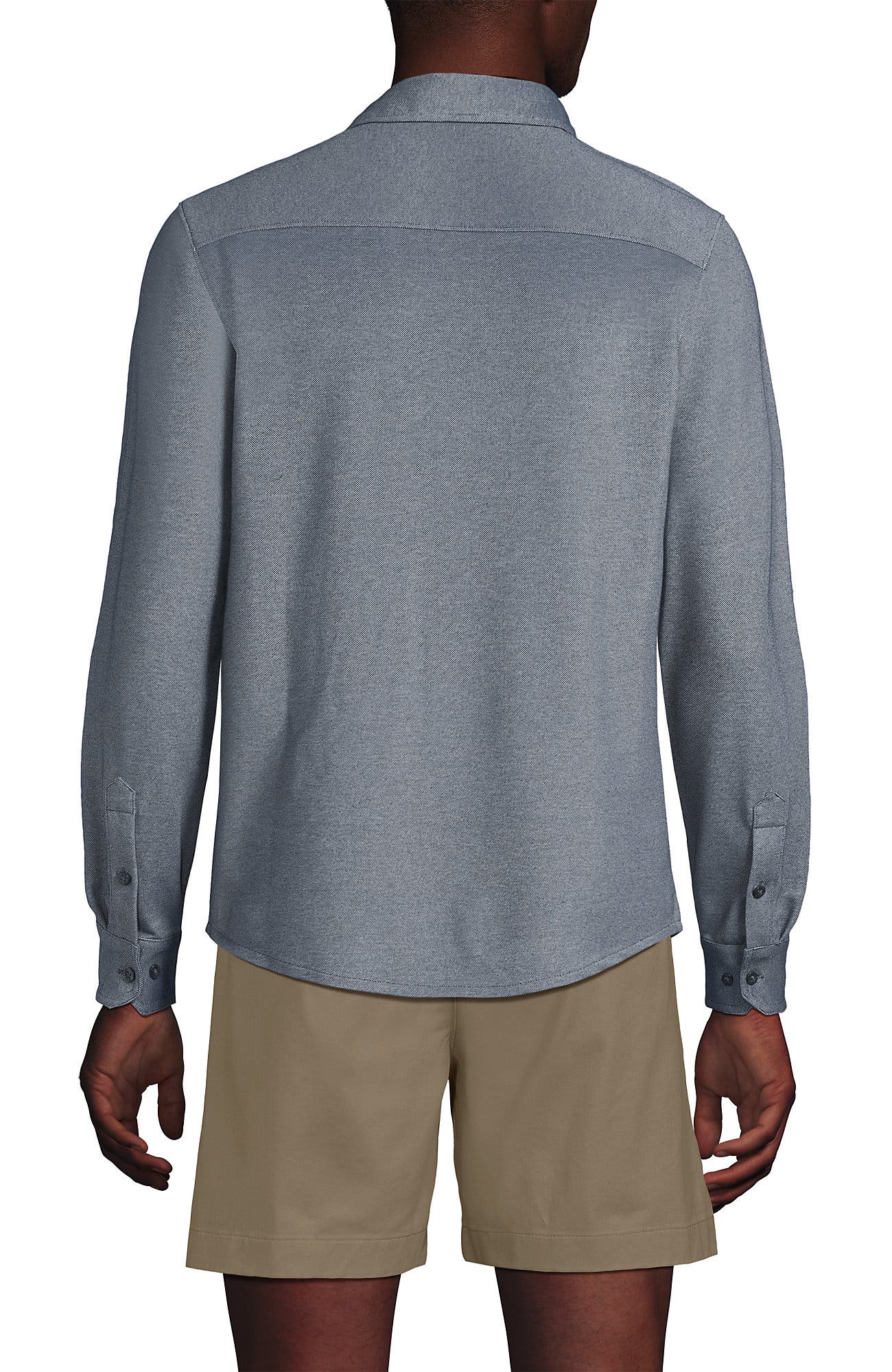 Lands' End Long Sleeve Knit Travel Kit Oxford Shirt (Men) | Nordstrom