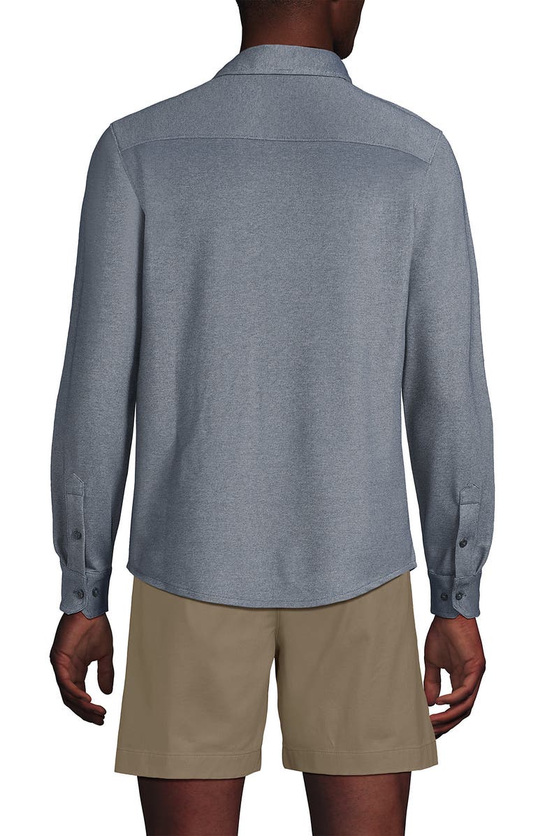 Lands' End Long Sleeve Knit Travel Kit Oxford Shirt, Alternate, color, Steel Gray Birdseye