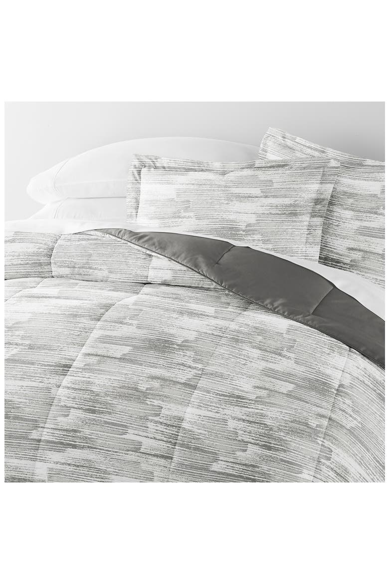 Textured Stripe Reversible 3-Piece Comforter Set, Alternate, color, GRAY