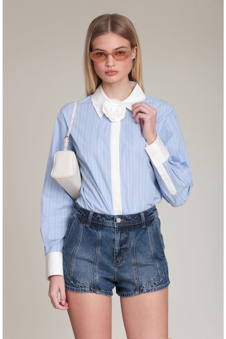 Rose Stripe Shirt, Alternate, color, BLUE-WHITE STRIPE MULTI