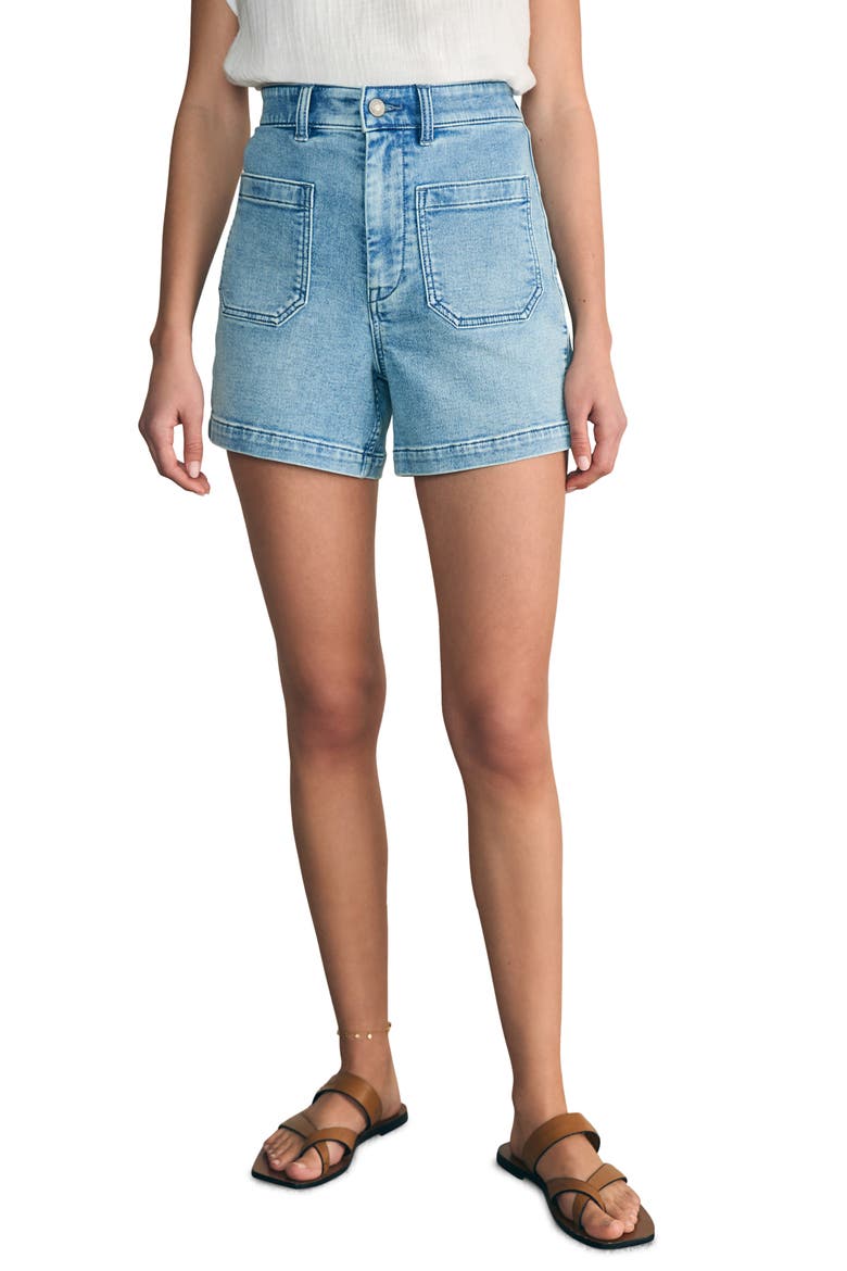 High Waist Denim Shorts, Main, color, MID WASH