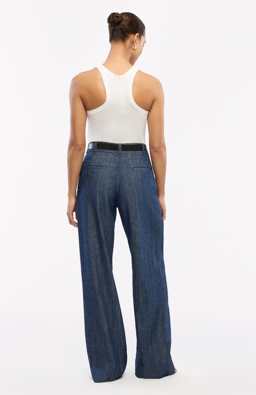 Another Tomorrow Cotto Chambray Wide-leg Pants In Dark Blue
