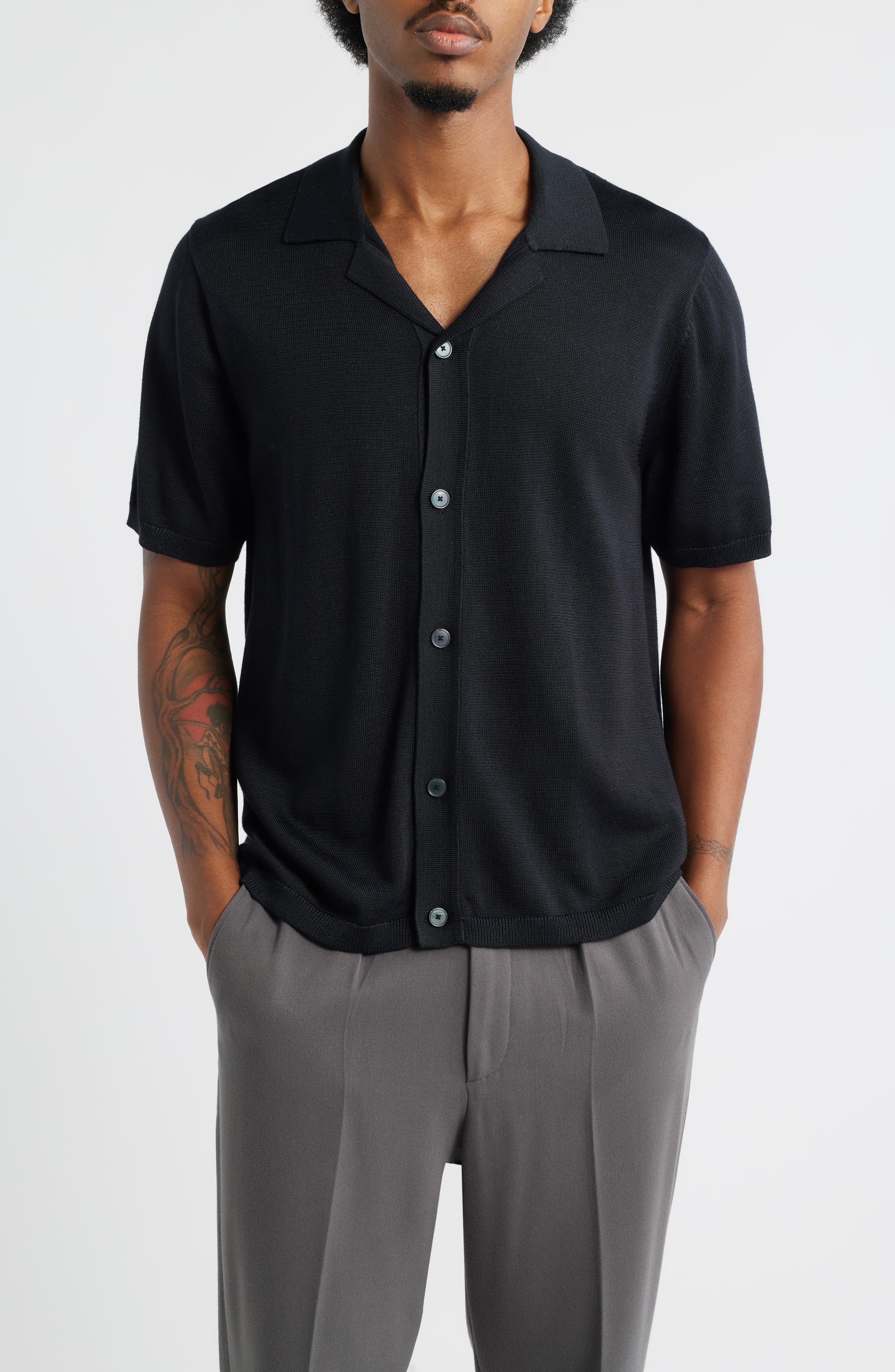 Camp Short Sleeve Button Up Sweater