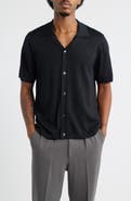 Open Edit Camp Short Sleeve Button Up Sweater