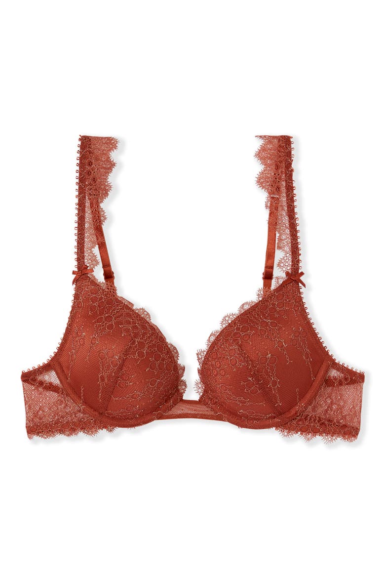 Allusion Metallic Underwire Bra, Alternate, color, BROWN