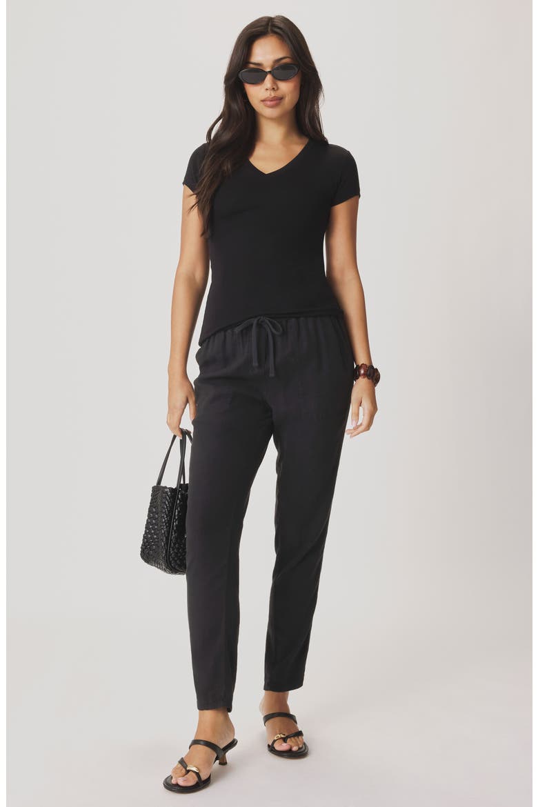 Josie Stretch V-Neck T-Shirt, Alternate, color, BLACK