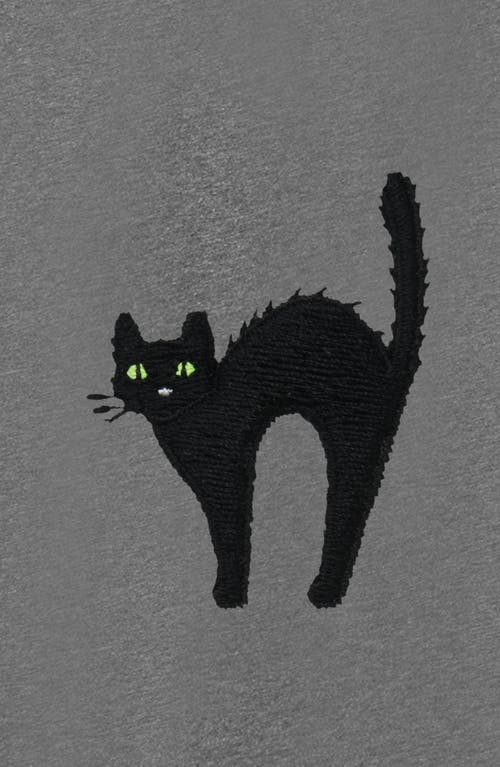 Dalix Black Cat Cropped Fleece Hoodie In Deep Heather