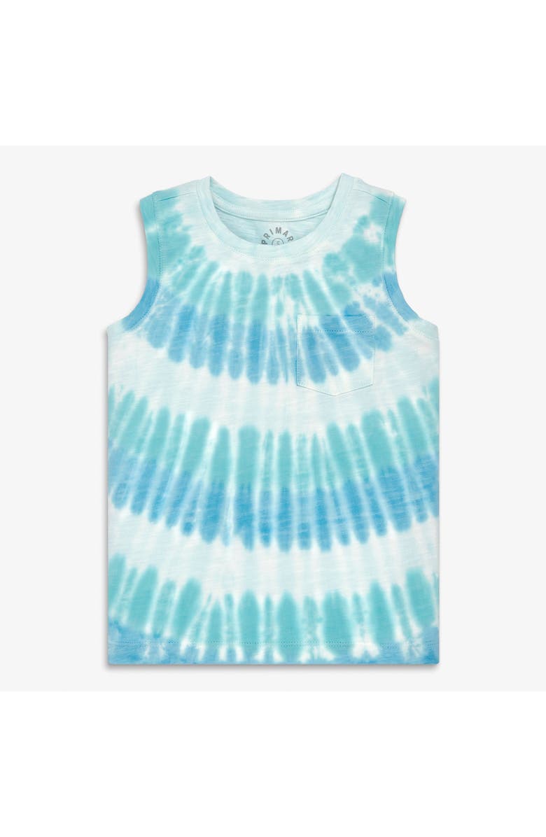 Primary Kids Pocket Tank In Tie Dye, Main, color, Cool Sunburst Tie Dye