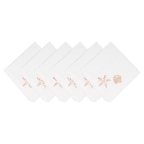 Sandy Coast Starfish & Shell Cloth Napkins Set of 6
