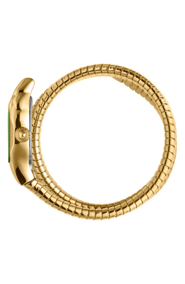 Just Cavalli Snake Wraparound Bracelet Watch, 22mm, Alternate, color, Gold/ Green