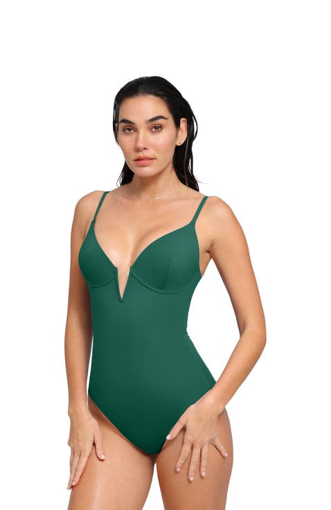 Shapewear Plunging V Slimming One-Piece Swimsuit