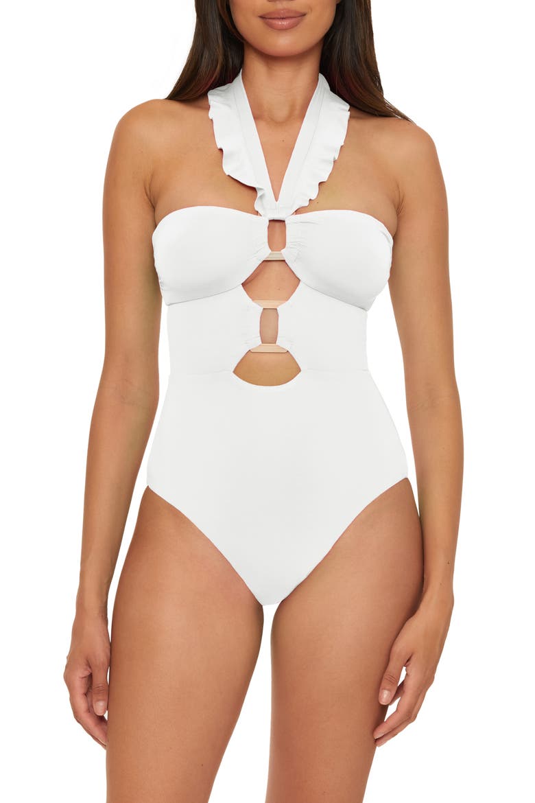 Buckle Up One-Piece Swimsuit, Main, color, WHITE