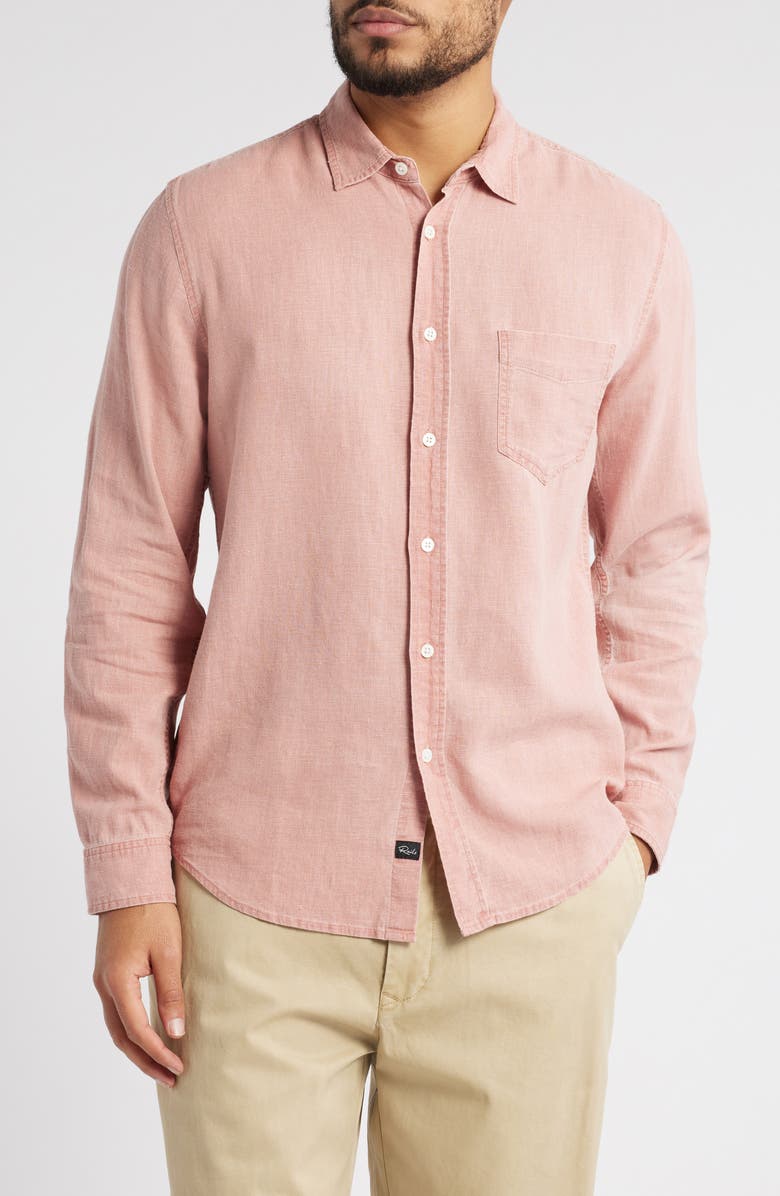 Rails Mykonos Linen Blend Button-Up Shirt, Main, color, 