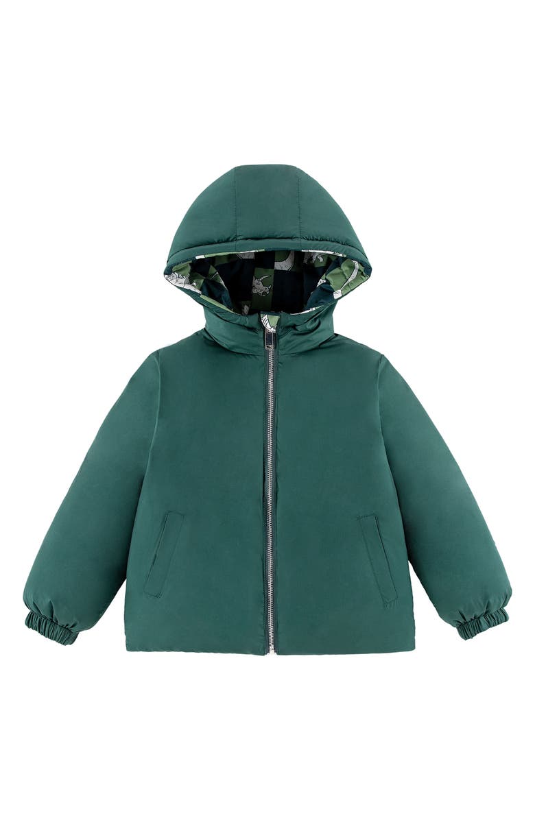 CALONIE Kids' Alex Reversible Down Hooded Puffer Jacket, Alternate, color, Olive