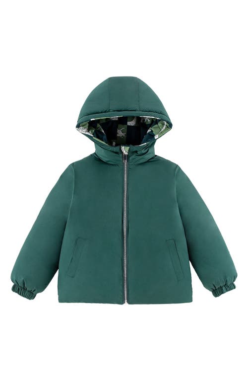 Calonie Kids' Alex Reversible Down Hooded Puffer Jacket In Green