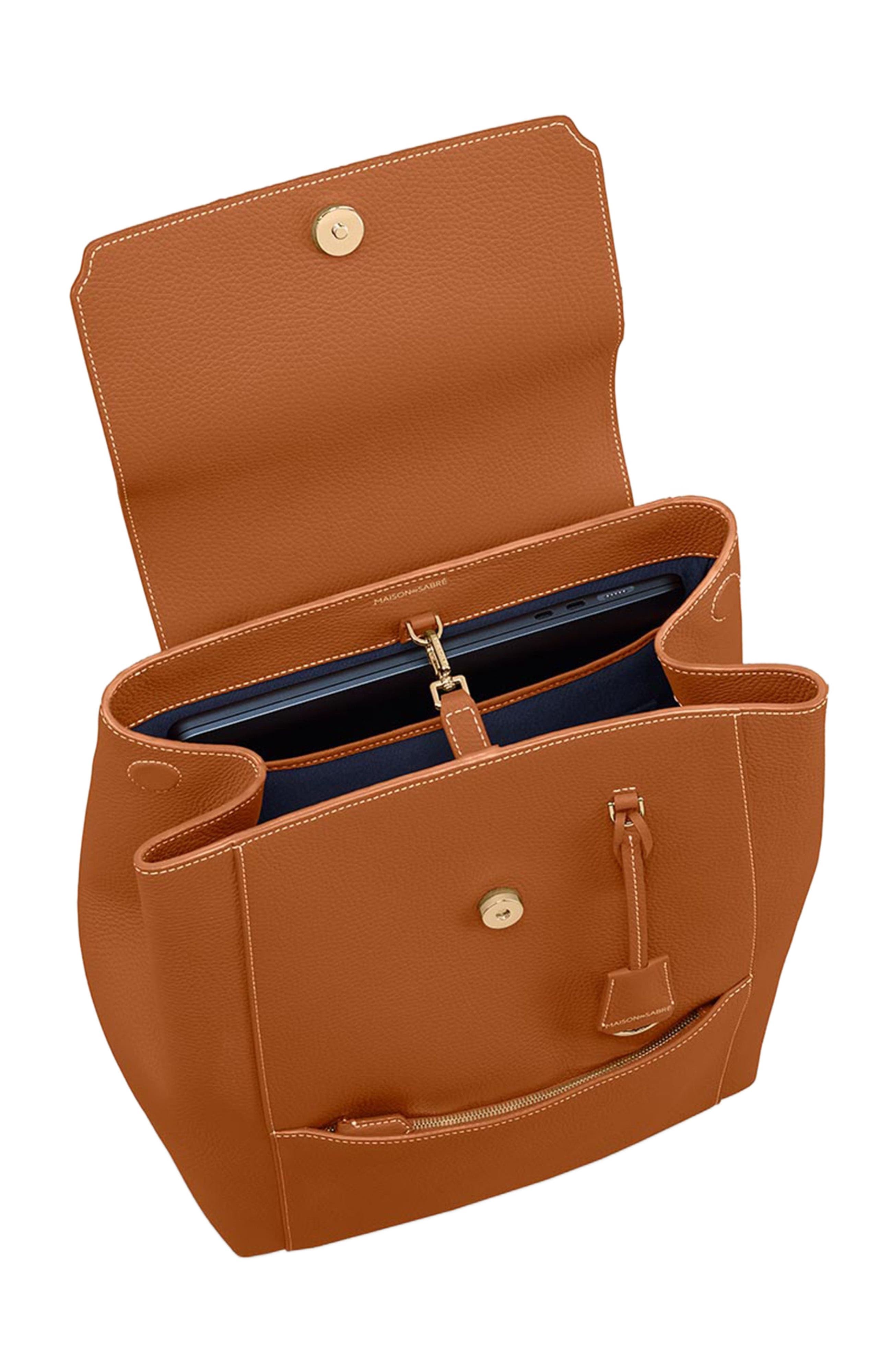 Large Leather Soft Backpack, Alternate, color, Pecan Brown