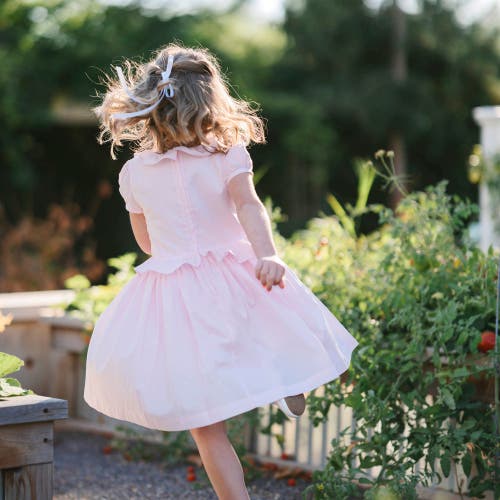 Shop Hope & Henry Girls' Organic Puff Sleeve Smocked Party Dress, Kids In Pale Pink