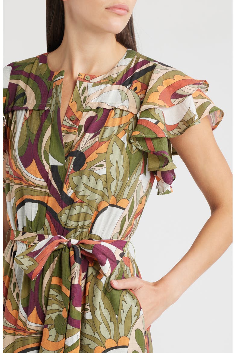 Nythia Tie Belt Shirtdress, Alternate, color, GREEN MULTI