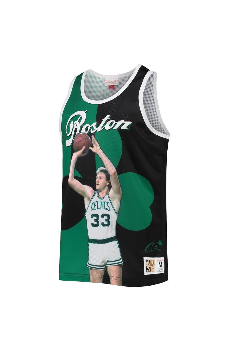 Mitchell & Ness Men's Mitchell & Ness Larry Bird Kelly Green/Black Boston Celtics Sublimated Player Tank Top, Alternate, color, 
