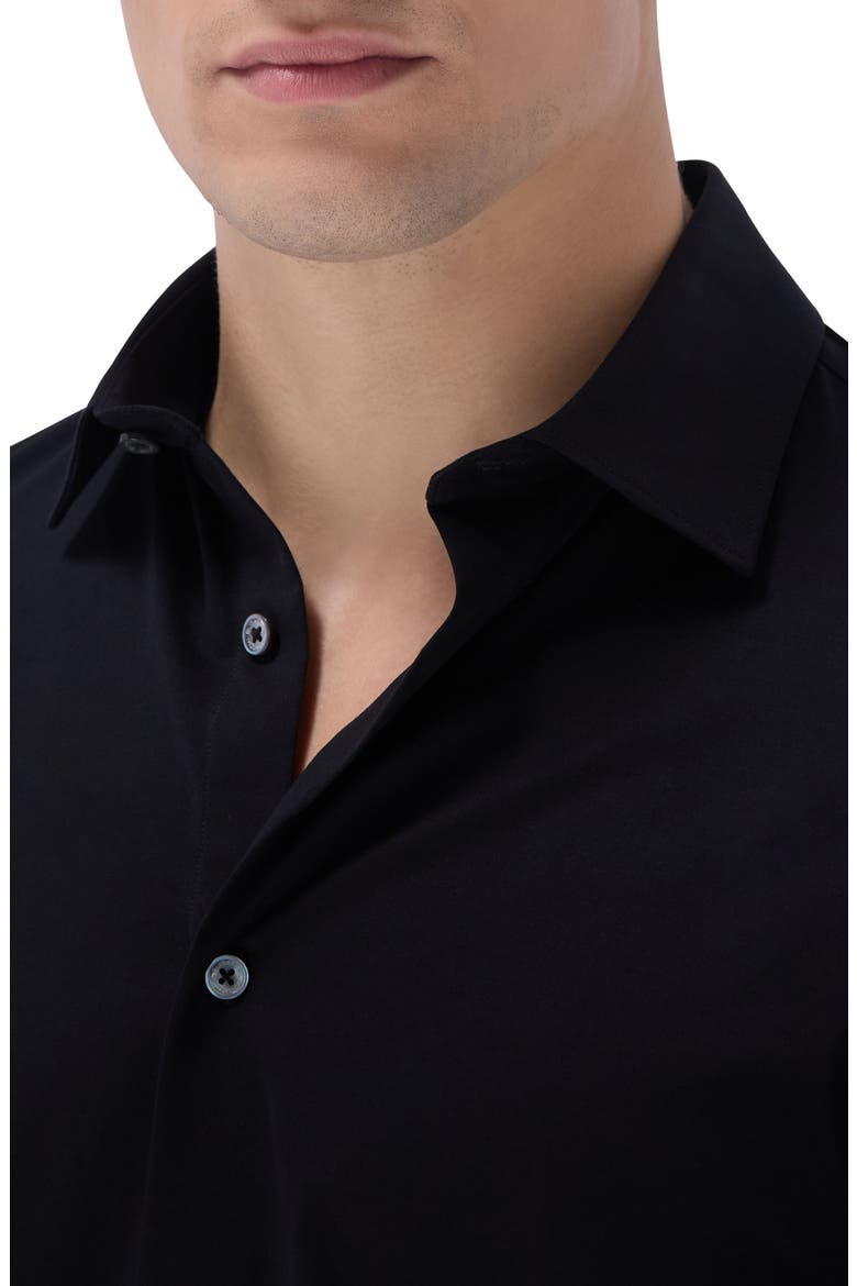 OoohCotton® Solid Button-Up Shirt, Alternate, color, BLACK