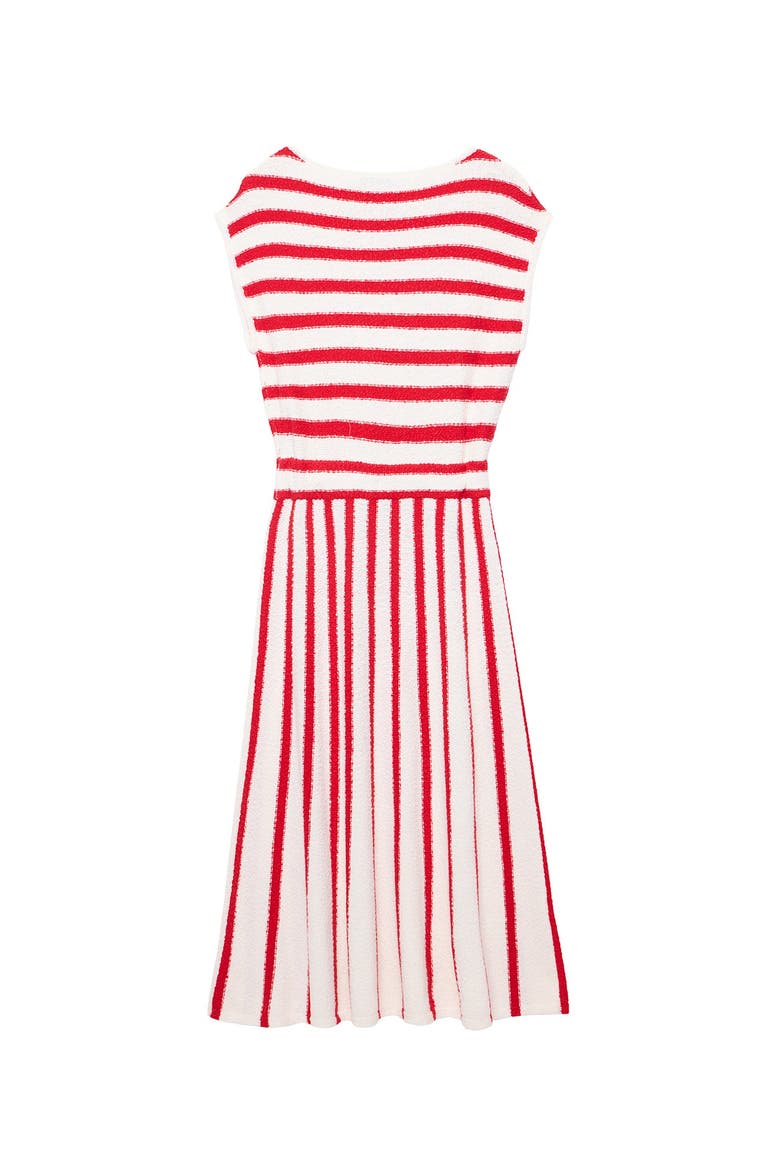 Striped Knit Midi Dress, Alternate, color, Red