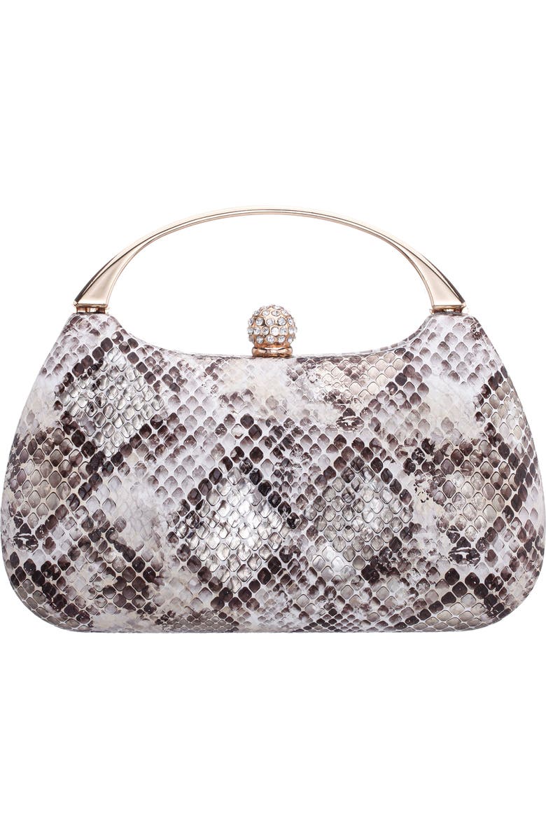 Nina Brando Snake Embossed Faux Leather Top Handle Bag, Alternate, color, Ivory Multi