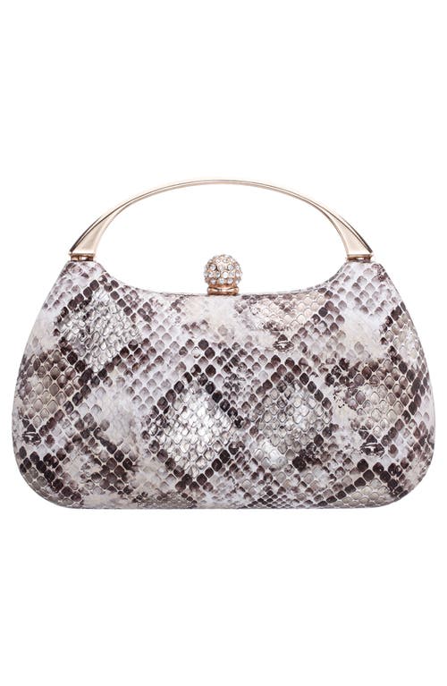 Nina Brando Snake Embossed Faux Leather Top Handle Bag In Ivory Multi