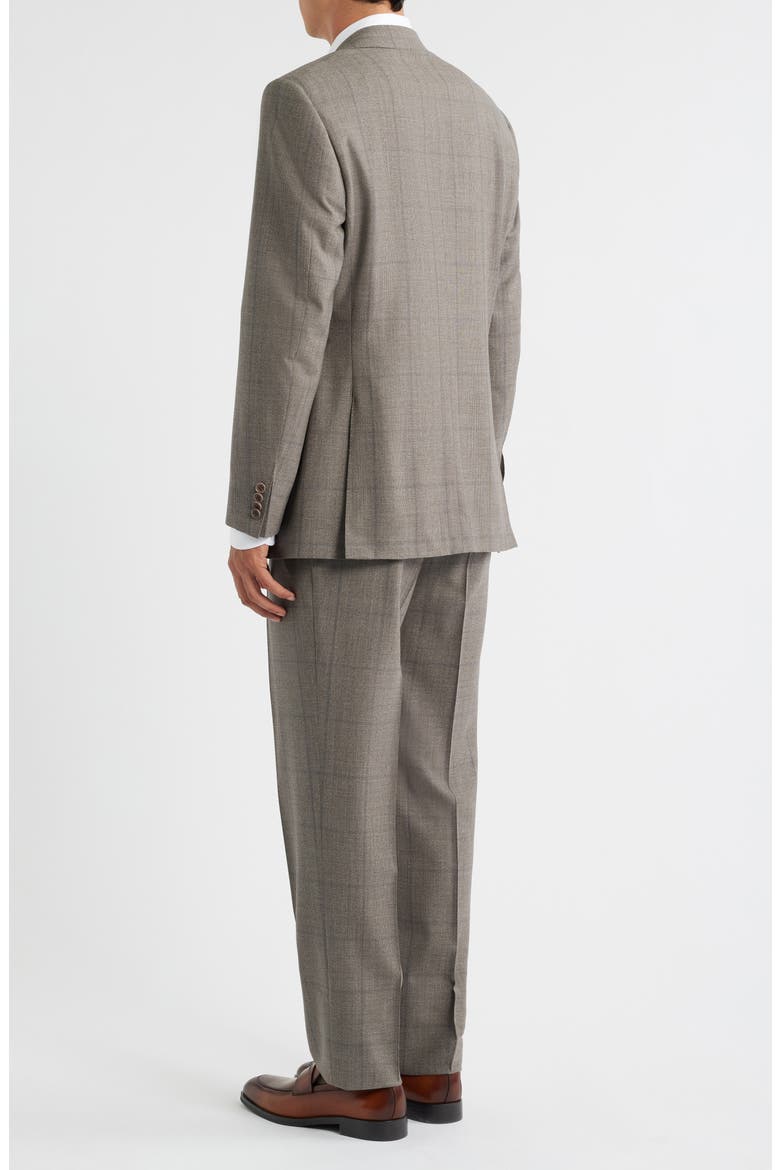 Siena Regular Fit Brown Glen Plaid Impeccabile Wool Suit, Alternate, color, BEIGE