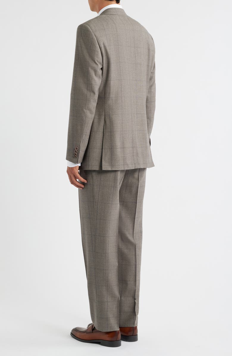 Canali Siena Regular Fit Brown Glen Plaid Impeccabile Wool Suit, Alternate, color, Beige