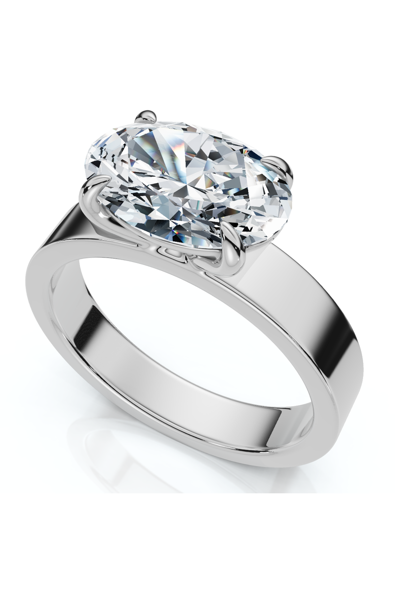 Certified 2Ct Oval East West Cigar Band Solitaire Engagement Ring Lab Grown, Alternate, color, 14k White Gold