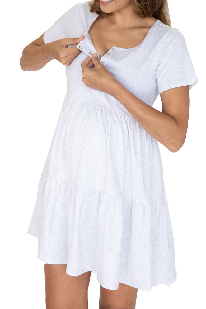 Tiered Maternity/Nursing Dress, Alternate, color, GREY