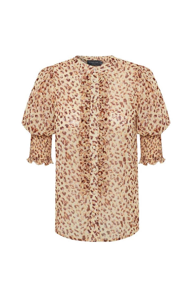 Esther Patterned Ruffle Piping Chiffon Shirt, Alternate, color, MULTI COLOR