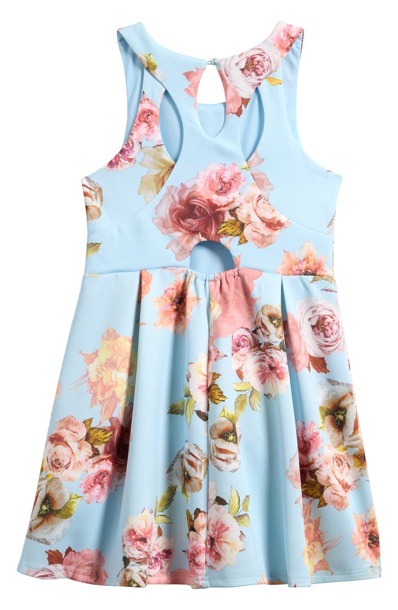Ava & Yelly Kids' Floral Print Scuba Fit & Flare Dress, Alternate, color, 
